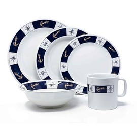 Eval Young Marine Marine Melamine Ware Nautical Boat 5PC Place Setting & 5PC Flatware Set NEW