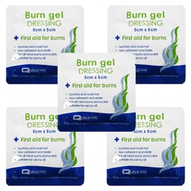 5 Pack Qualicare 5cm x 5cm Small Burns Scalds Emergency Non Adherent Dressings