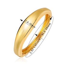 Eigso 15MM Thick Wide Oval Bangle Bracelet for Women Men Trendy Gold Plated Chunky Bracelet for Woman Man
