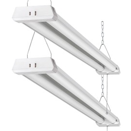 OOOLED 4FT Linkable 42W 4800LM 5000K LED Ceiling Lights for Garages, Pull Chain ON/Off, Linear Work Light Fixture with Plug, 2 Pack