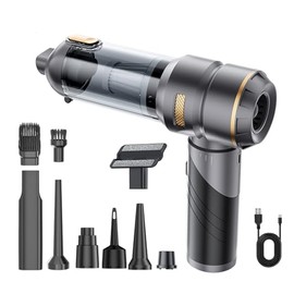 AQSFLA Car Vacuum Portable Cordless 21000PA High Power Mini Vacuum Cleaner 4-in-1 Compressed Air Duster & Air Blower & Pump Hand Held Vacuum with Brushless Motor for Car (Gray)