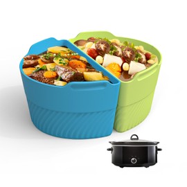 TAYDOIBAN Silicone Slow Cooker Liners Compatible With Crock Pot 6-8 QT,Slow Cooker Divider Allows Cooking Two Different Meals At Once Time,(Green)