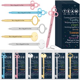 Sayglossy Team Appreciation Gifts Include Inspirational Key Shape Rollerball Pen Teammate Appreciation Card Employee Appreciations Gifts for Staff Coworker Office Stationery Supplies(24 Sets)
