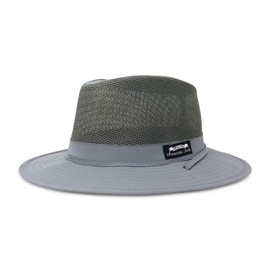 Panama Jack Nylon Mesh Safari Hat - Lightweight, UPF (SPF) 50+ Sun Protection, 2 1/2" Big Brim, Chin Strap (Charcoal, Large)
