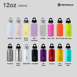 【REVOMAX Official】12oz 355ml Carbonated Compatible Stainless Steel Bottle 18-Hour Thermal Insulation 36-Hour Cooling Vacuum Insulation Flask Gift RevoMax (Pale Pink)