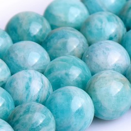 Gem-Inside Natural Brazilian Amazonite Stone 47pcs 8mm Round Beads for Jewellery Making Strand 15" Beaded Semi Precious Gemstone DIY Handmade Craft Supplies