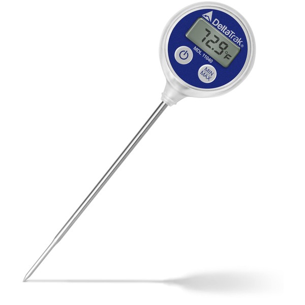 DeltaTrak 11040 FlashCheck Lollipop Min/Max Auto-Cal Thermometer w/Reduced Tip Probe,Blue