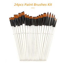 24pcs Draw Paint Brushes Set Kit Artist Paintbrush Round Brushes with Nylon Hair for Artist Acrylic Aquarelle Watercolor Gouache Face Painting for Great Art Drawing Supplies for Painter Students