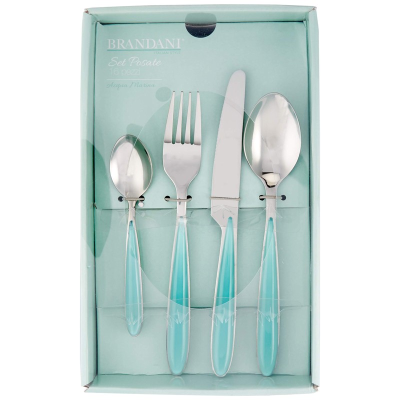 BRANDANI Aquamarine 16 Pieces Stainless Steel Cutlery Set, Blue, One