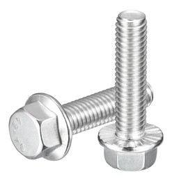 sourcing map 15Pcs 3/8-16 x 1-1/2" Flanged Hex Head Bolts, 304 Stainless Steel Flange Hexagon Screws, Flange Hex Drive Screws 5.8 Grade for Machinery Industry Home Appliances, Silver