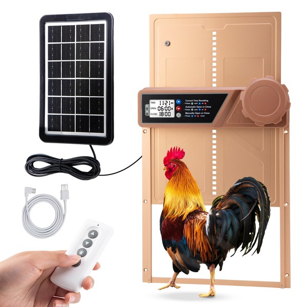 Automatic Chicken Coop Door, FurFrolic Solar Chicken Coop with Light