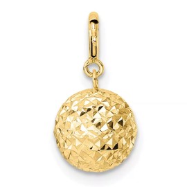 Unbranded 14K Yellow Gold Diamond-cut Ball w/ Spring Ring Clasp Charm