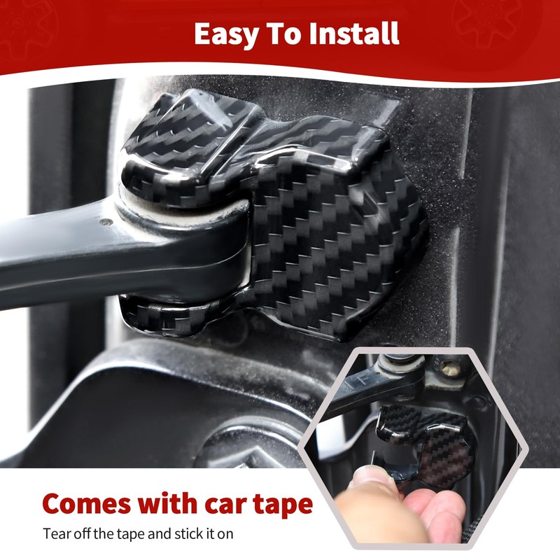JOSHELA for Jeep JL Black Carbon Fiber Door Limiter Cover