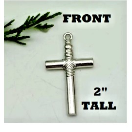 Cross LARGE CROSS CHRISTIAN RELIGIOUS pendant FIGARO 925 SILVER Plated 26" chain men