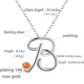 26 Alphabet A-Z Necklace Letter Pendant, 925 Sterling Silver Letter Necklaces Jewellery for Women, 18 Inch Initial Alphabet Script Charm Pendant, Name Necklace Gifts for Women, Sterling Silver, Yellow
