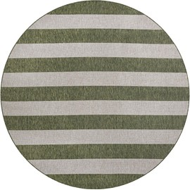 Unique Loom Outdoor Striped Collection Area Rug - Distressed Stripe (10' Round Green/Gray)