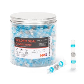 HKS 300PCS Solder Seal Wire Connectors – 16-14 AWG Blue Heat Shrink Butt Terminals – Waterproof Electrical Wire Splice for Automotive, Marine, and DIY Wiring