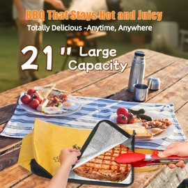 BBQ Blanket for Resting Meat, 21 in Reusable Insulated Bag for Brisket, Beef, Turkey, Pork Shoulder, Keeps Meat Juicy After Smoking or Grilling, BBQ Accessory & Gift for Men