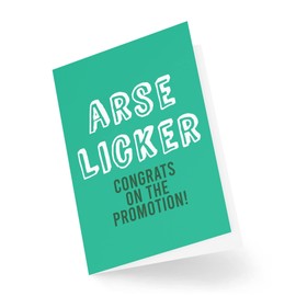 Funny Cards Congratulations On The Promotion Ass Licker New Job Work Colleague Greeting Card Witty Humour Laughter Banter Joke Fun CBH93