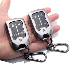 HEJMIN 2-Pack Key Fob Cover, with Keychain, Compatible with 2019-2023 GMC Sierra, Chevy Silverado 1500/2500HD/3500HD