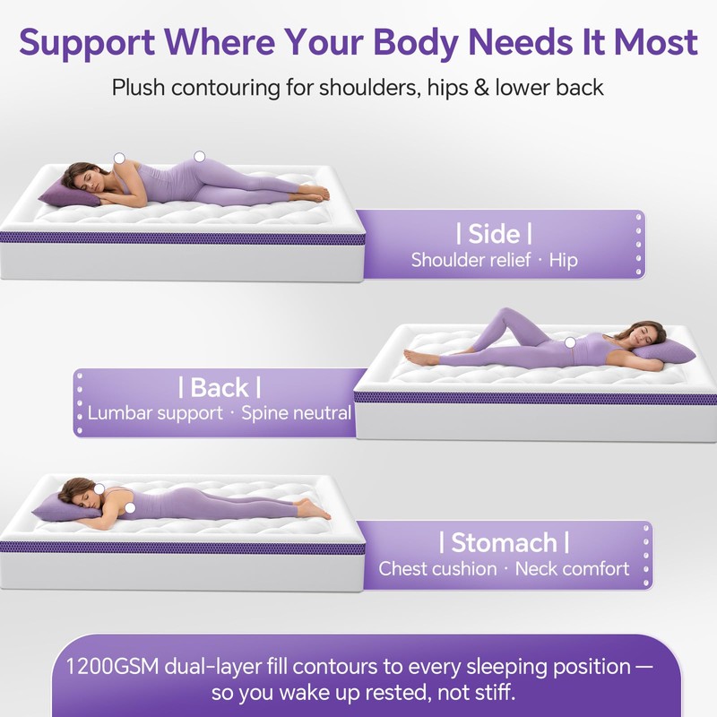 ChiXpace Queen Mattress Topper, Viscose Derived from Bamboo, Pillow Top