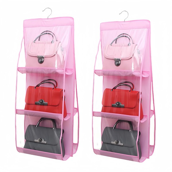 HAN SHENG 2 Pcs 6 Pockets Hanging Purse Handbag Organizer