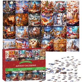 Advent Calendar 2024 Puzzles for Kids, 1008 Pieces Christmas Countdown Calendar Jigsaw Puzzles for Teens Adults, 24 Days Xmas Jigsaw Puzzle