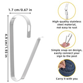 Lnngub 20 Pcs Real Estate Sign Clips,Stainless Steel Real Estate Sign Rider Clips Sign Holder Clip Metal Sign Hooks for Hanging Posts Open House Plaque Signs