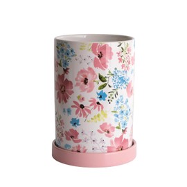 ISUISLE Ceramic Utensil Holder for Kitchen Counter with Draining Base, Floral Utensil Crock for Cooking Utensils, Farmhouse Kitchen Utensil Holder for Spatulas, Spoons & Countertop Organizer