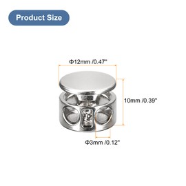 QUARKZMAN 8 Stück Metall-Kordelverschlüsse, 3mm Doppel Loch Knebel-Federstopp Kordelverschlüsse Endbefestiger-Schieber für Rucksäcke Kleidung Zugseile Schlüsselbänder, Silber Weiß