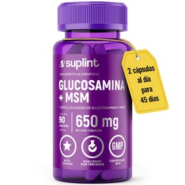 Sulfato de Glucosamina 800 mg con MSM – Suplemento Alimenticio Diario en Cápsulas – Fórmula para Hombres y Mujeres – Sin Gluten, Vegano, Sin OGM – 90 Cápsulas