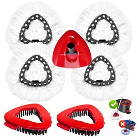 Spin Mop Replacement Head,7 Pack Mop Refill Compatible with Ocedar EasyWring Spin Mop,Mop Replace Head for O Cedar Mop 2 Scrub Brush Heads+ 1 Mop Base + 4 Pack Microfiber Refills