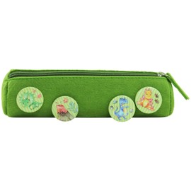 Pencil Case with 4 Buttons for Boys and Girls, Felt Pencil Case in Blue, Ideal as a Gift for School Enrolment, School Pencil Case Set, Dinosaurs, cartoonish