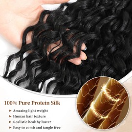 MORICHY 16 18 20 Inch Hair Bundles 100% Pure Protein Silk Weave 3 Bundles Similar With Burmese Curly Human Hair Soft Texture Light Weight And Tangle Free