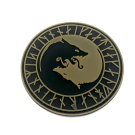 Patch Nation Viking Wolf Geri and Freki PVC Airsoft Paintball Velcro Emblem Badge (Brown)