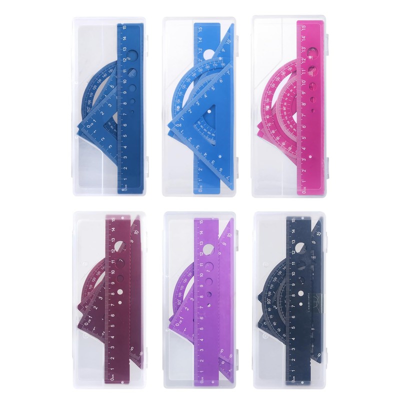 Honagu Triangular Ruler Set, 4 Pieces Aluminum Alloy Ruler, Metal