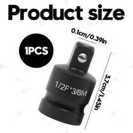 1/2 to 3/8 Socket Adapter,1 PCS Impact Socket Adapter,Impact Wrench Adapter,Socket Adapter and Reducer 1/2 Inch Drive (F) x 3/8 Inch (M) - 1/2" Square Drive Female,3/8" Square Drive Male Cr-Mo