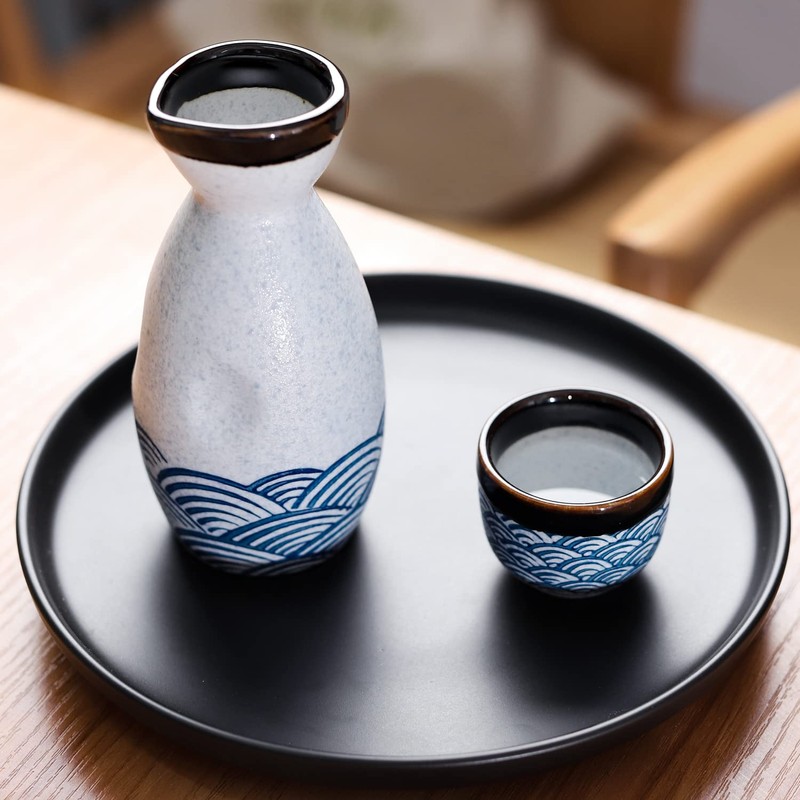 Sake Set Ceramic Japanese Sake Set of 7 include 1