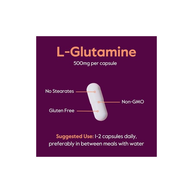 L-Glutamine 500mg Free Form (240 Capsules) by Bestvite