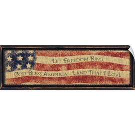 CANVAS ON DEMAND God Bless America Wall Decal, American Flag Artwork