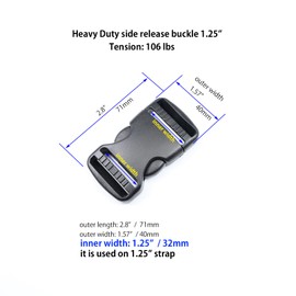 Ahijklmn Quick Side Release Buckles 1 1/4" Heavy Duty Plastic Snap Buckle Clasps 1.25" Backpack clips Buckle Replacement for Straps (1-1/4 inch - 2 Packs)