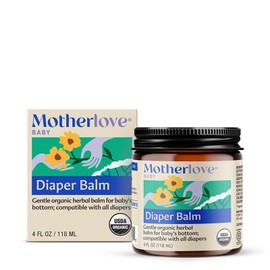 Motherlove Diaper Balm (4 oz) Organic Herbal Diaper Rash Cream—Cloth diaper Safe, Zinc Oxide- & Petroleum-Free