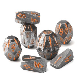 DND Metal Dice Set, ZHOORQI 7 Pcs Polyhedral Dice, Perfect for Dungeons and Dragons, RPG Role Playing Games - Unique Cool Dice with Stonehenge Themed Design for Game Gifts（Rusty Orange）