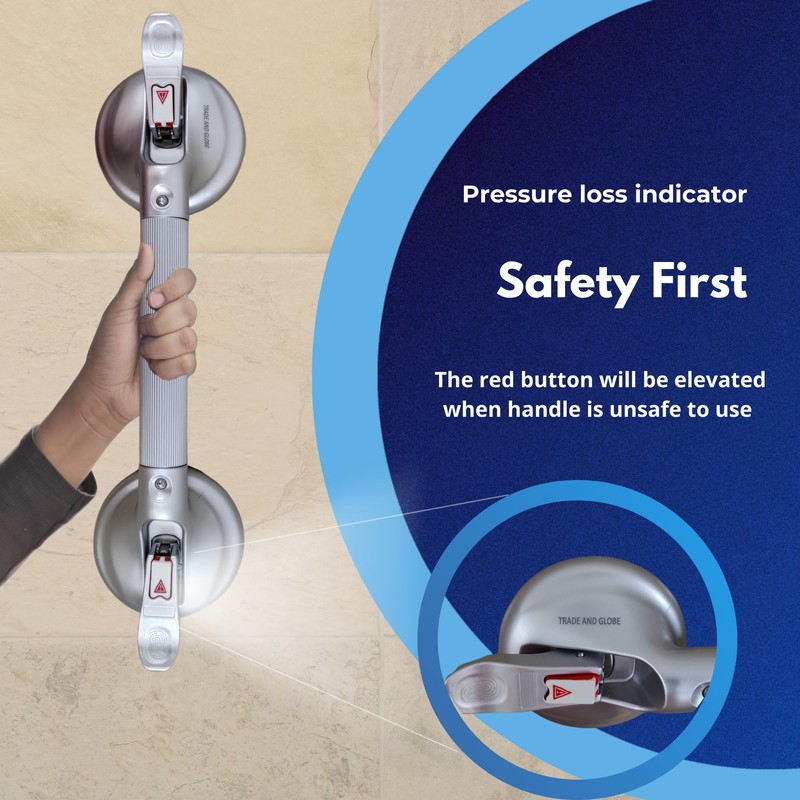 Heavy Duty Grab Bar with Large Suction Cups for Shower