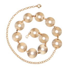 YooAi Chian Belt for Women Fashion Boho Metal Waist Body Chain Circle Link Belt Gold 105