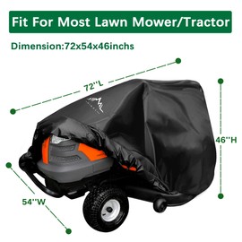 Himal Outdoors Pro Lawn Mower Cover - Heavy Duty 600D Polyester Oxford, Waterproof, UV Resistant, Universal Size Tractor Cover Fits Decks up to 54’’ with Storage Bag, Black