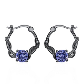 Snake Hoop Earrings Sterling Silver Snake Huggie Hoop Earrings With Amethyst Gift for Men Women, Sterling Silver, Amethyst