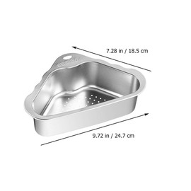 Cabilock Stainless Steel Sink Strainer Basket, Triangle Sink Drainer Basket for Sink Food Strainer or Storage Rack for Kitchen, Bathroom, Soap Box Organizer with Suction Cup for Support Corner