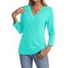 TICTICMISS V Neck T Shirts for Women 3/4 Length Sleeve