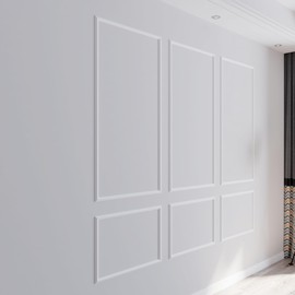 Decozayn Wall Molding Kit, Premade Wainscoting Panels, Picture Frame Moulding, Pre Cut Wall and Door Molding &Trim Panel Kits, Wainscot Wall Panel for Home Decoration, 6 Frames